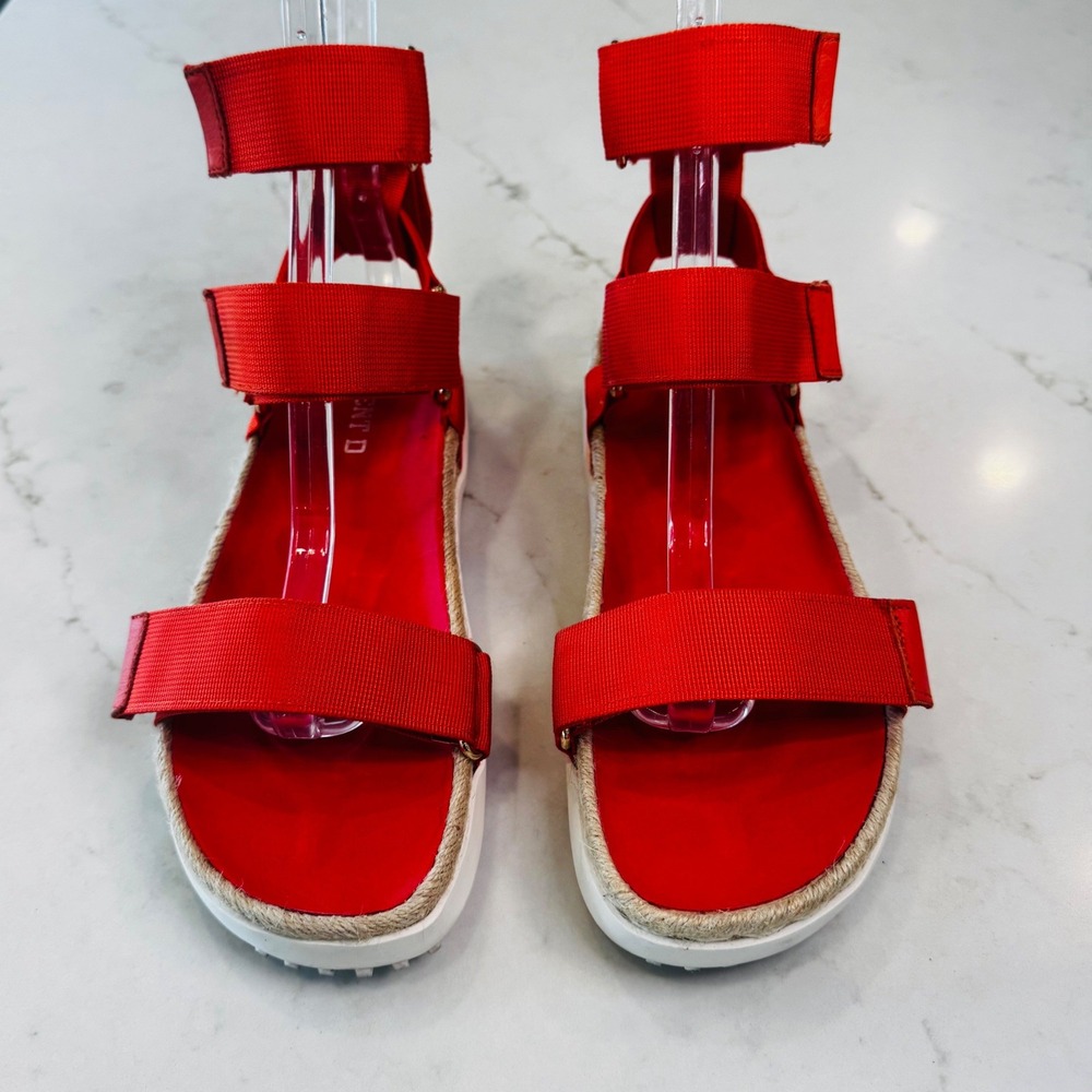 Silent D Trevor Women 9.5 EU 40 Red Orange Platform Espadrille Sandals Hook Loop - Picture 12 of 16